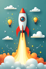 Poster - Blast off into creativity with fresh ideas for 2022 featuring a rocket, light bulb, and numbered concepts on a modern background._00002_