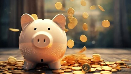 Poster - Piggy Bank Overflowing with Gold Coins