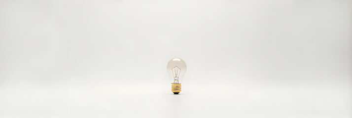 Aufkleber - A single small gold light bulb sits isolated on a plain white surface surrounded by empty space._00001_