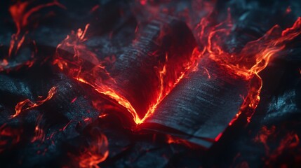 Wall Mural - Burning Book: A Symbol of Lost Knowledge and Tradition