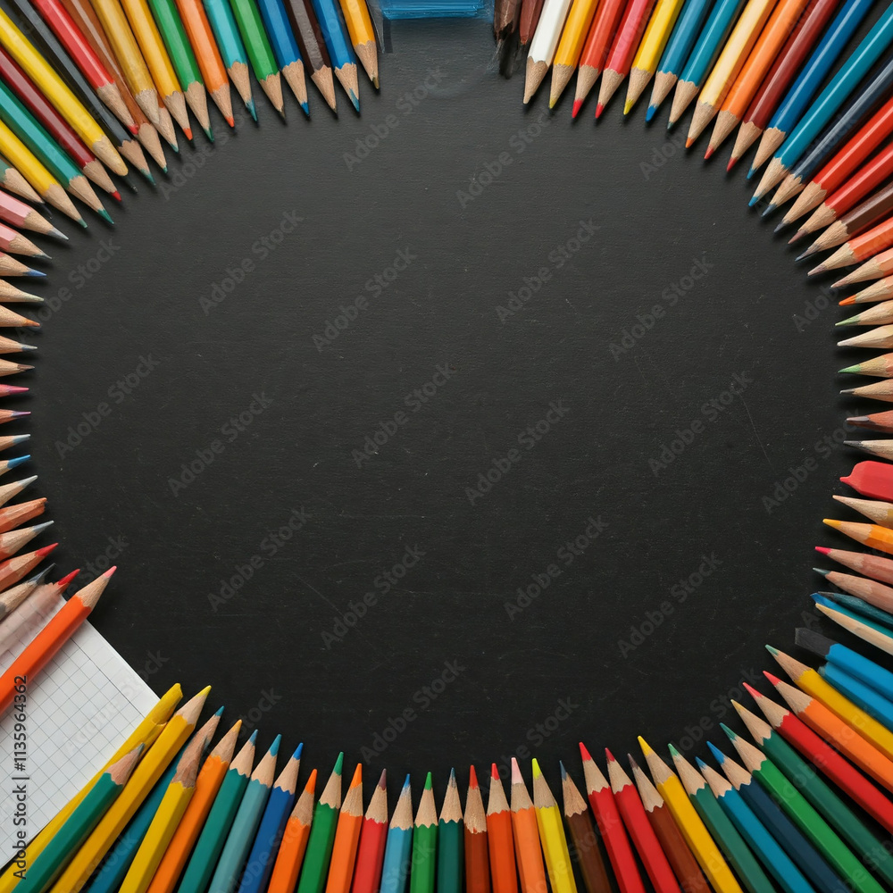 pencils frame. back to school background. Supplies for school border on ...