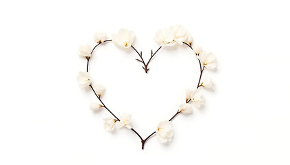 Poster - A delicate design features a heart shape surrounded by flowers, a dry branch, and set against a clean white backdrop._00002_