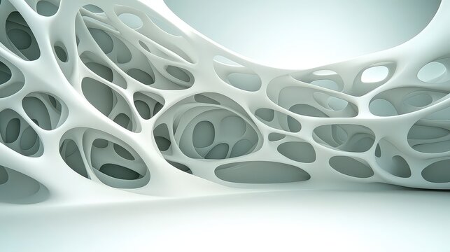 Abstract 3D White Organic Structure  Minimalist Architectural Design  Interior  Background