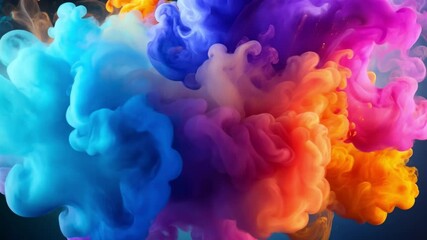 Poster - Abstract Ink Swirls: Vivid, vibrant, and mesmerizing abstract painting of colorful ink swirls. This photo is perfect for adding a touch of color and creativity to your next design project. 