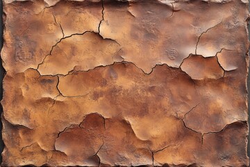 Poster - Cracked dry clay texture in earthy brown tones revealing natural patterns and formations