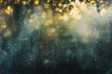 Poster - Foggy glass window with condensation creates an atmospheric view of a rainy day and blurred outdoor scenery