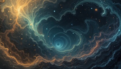 Wall Mural - Abstract Cosmic Nebula Swirling Light and Stars