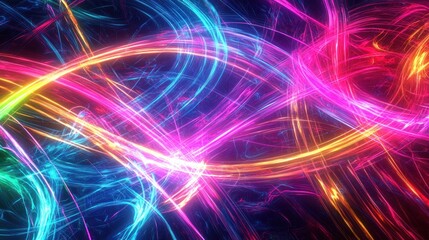 Wall Mural - A futuristic digital background with vibrant neon lines and shapes, giving off a fantastic and dynamic feel.