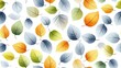 © Pawarit - Whimsical pattern of green and gray leaves reminiscent of autumn on a seamless white background , isolated on white background,  , copy space, copy space for text,
