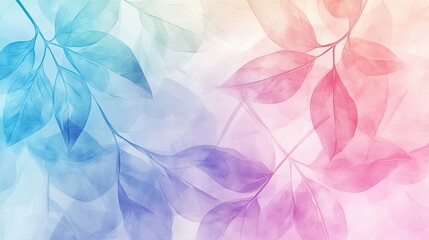 Poster - Pastel Colored Translucent Leaves Artistic Background