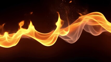 Leinwandbilder - Fiery Abstract: A mesmerizing abstract image of fiery flames dancing and swirling against a black background. The fiery glow creates a sense of energy, power, and passion.