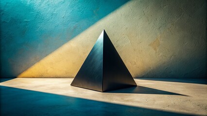 Poster - A Striking Contrast of a Single Dark Triangle Resting on a Lightly Textured Surface Captured in Landscape Photography, Evoking Mystery and Minimalism in Nature’s Palette