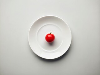 Poster - A Vibrant Red Circle on a Soft, Pale Background Highlighting Minimalist Food Presentation for Culinary Art and Aesthetic Inspiration