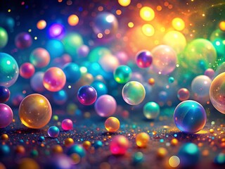 Poster - Abstract Background Featuring Colorful Glowing Orbs with High Depth of Field for a Vibrant and Dreamy Atmosphere in Digital Art and Design Projects