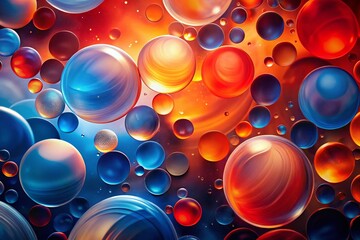 Poster - Abstract Background Featuring Vibrant Red, Orange, and Blue Circles Creating a Dynamic Visual Experience for Modern Art and Design Projects