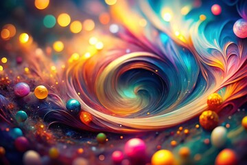 Poster - Abstract Bokeh Background, Blurred Lights, Artistic Design, Colorful Shapes,  Soft Focus,  Digital Art, Abstract Photography,  Modern Wallpaper, Fantasy Art,  Geometric Patterns