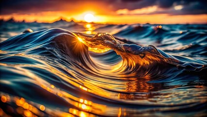 Poster - Abstract Dark Background with Mesmerizing Waves in Macro Photography, Capturing the Intricacies of Fluid Patterns and Textures for Artistic and Creative Use