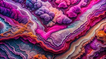 Poster - Abstract Drone Photography of Irregular Shapes in Vibrant Pink and Purple Hues, Showcasing Dynamic Patterns and Textures for Artistic Inspiration and Modern Design