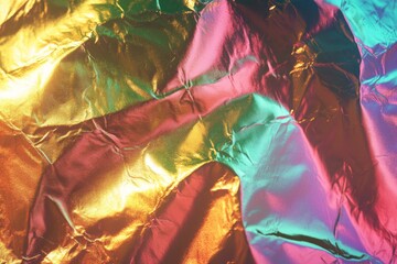 Aufkleber - Textured holographic gold foil with rainbow effects creates a vibrant visual display with intricate patterns and reflections