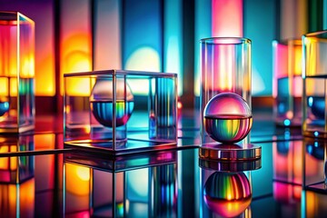 Poster - Abstract Minimal Liquid Gradient Glass Composition in Tilt-Shift Photography Style with Soft Focus and Vibrant Colors for Unique Visual Experience
