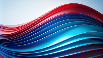 Poster - Abstract Modern Blue and Red Gradient Curved Shapes on White Background - Minimalist Photography for Contemporary Art and Design Inspiration