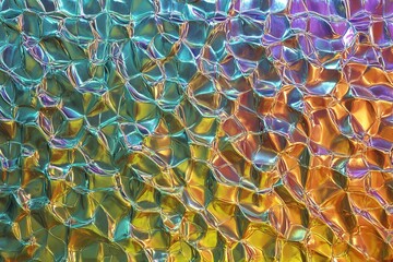 Poster - Fluid holographic metal texture creates a vibrant and mesmerizing surface with reflective qualities