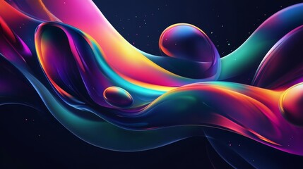 Poster - Dynamic abstract colorful waves digital art vivid colors creative environment close-up view modern design concepts