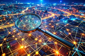 Poster - Aerial Data Analysis: Magnifying Glass on Digital Network - High Resolution Aerial Photography