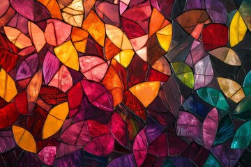 Poster - Vibrant stained glass mosaic with intricate patterns and rich colors
