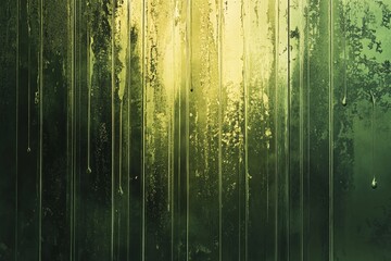Poster - Water-streaked glass texture features long, flowing streaks with a green hue, creating an abstract and captivating visual effect