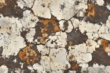 Poster - Weathered rusty metal texture with flaking showing natural aging and deterioration over time in an industrial setting