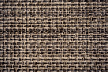 Poster - Woven straw mat texture showcasing intricate patterns in natural beige tones
