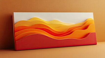 Poster - Abstract Orange Yellow Waves  Modern Art Design