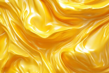 Poster - Vibrant and flowing yellow texture reminiscent of molten gold in a smooth, glossy surface creating a dynamic visual appeal