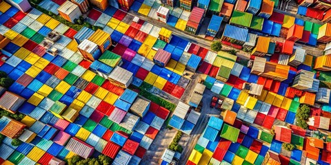 Poster - Aerial View of Abstract Geometric Layers in Vivid Colors - A Stunning Display of Shapes and Patterns Creating a Vibrant Artistic Composition