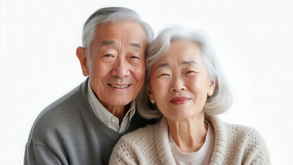 Wall Mural - Happy elderly couple with copy space