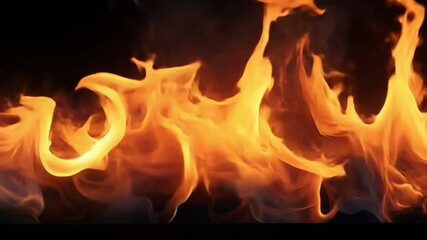 Aufkleber - Fiery Inferno:  A close-up view of a roaring inferno, capturing the mesmerizing dance of flames against a dark backdrop. The image evokes a sense of power, intensity.