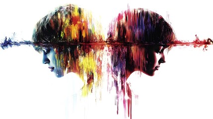 Poster - Exploring emotional duality artistic expression and identity modern art gallery digital artwork