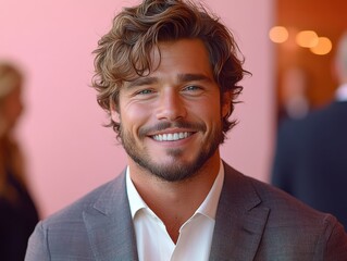 Confident businessman with a suit and a smile in a studio background, He looking at the camera