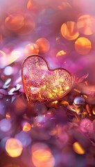 Poster - Enchanting romantic background with abstract hearts and vibrant bokeh for special celebrations