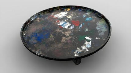 Poster - Artistic palette displaying vibrant paints in studio environment close-up view creative concept