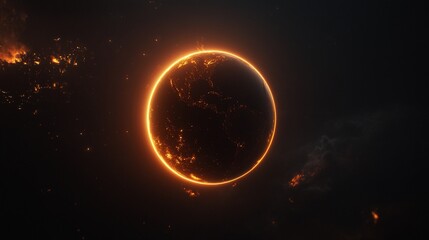 Wall Mural - glowing planet, edge burning.