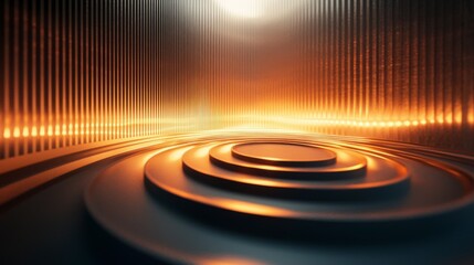Fototapete - Dynamic acoustic chamber smooth glowing waves in modern design technology environment abstract viewpoint