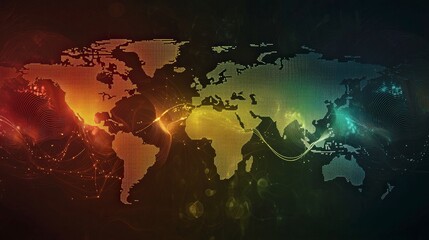 Poster - Global connectivity map glowing against dark background digital visualization tech environment abstract concept
