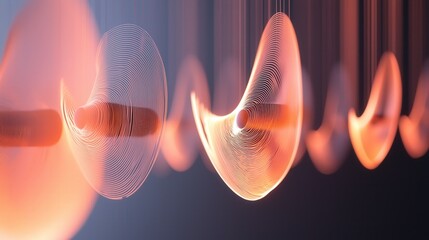 Poster - Dynamic abstract sound waves creating crisp patterns in a dark studio environment