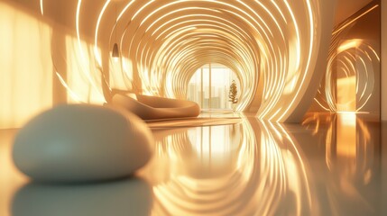 Poster - Glowing resonance visualization in modern interior abstract art urban setting bright environment artistic viewpoint