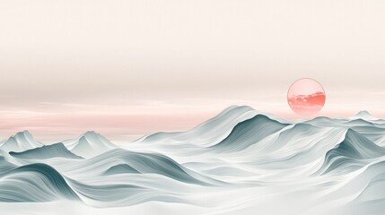 Poster - Dynamic soft gradient waves at sunset coastal landscape digital art tranquil environment aerial view serene concept