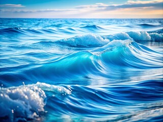 Poster - Calming Abstract Waves of Blue and White in a Serene Portrait Style, Evoking Tranquility and Peaceful Harmony Through Soft Flowing Shapes and Gentle Textures for Relaxation