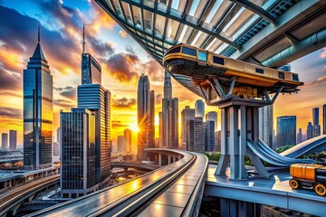 Poster - Captivating Architectural Photography of Futuristic Machinery Showcasing Innovative Design and Technology in a Dynamic Urban Landscape with Stunning Visual Elements