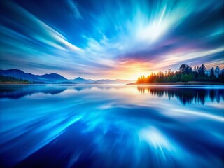 Poster - Captivating Blue Gradient Defocused Abstract Photo with Smooth Lines for Modern Designs and Backgrounds in Pantone Colors
